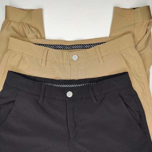 Primo Pants Mens 29x28 Black & Tan Jogger Ankle Zip Golf Lot of 2 - Picture 1 of 8